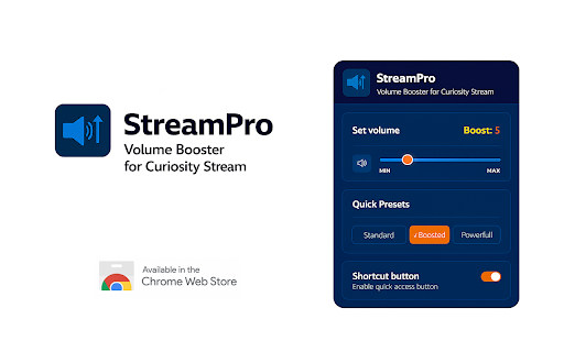 StreamPro: Volume Booster works with Curiosity Stream screenshot 1
