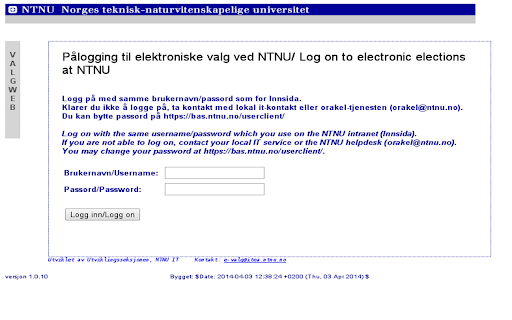 Studenttingets valgweb screenshot 1