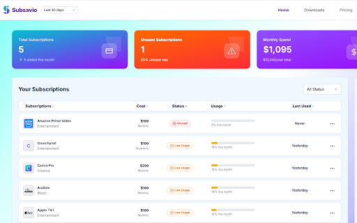 Subsavio - Subscription Usage Monitoring screenshot 1