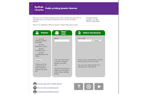 Suffolk Libraries printing screenshot 1