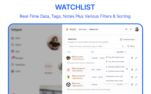 SUIVI - Social media & influencers analytics screenshot 1