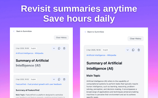 SummAize: Webpages and YouTube Videos Summarizer screenshot 1