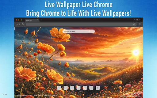 Sunset Over Flower Field Live Wallpaper screenshot 1