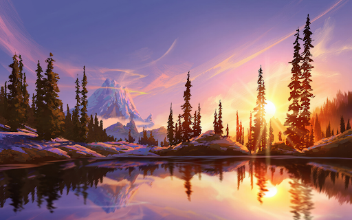Sunset Reflections Over the Snowy Valley screenshot 1