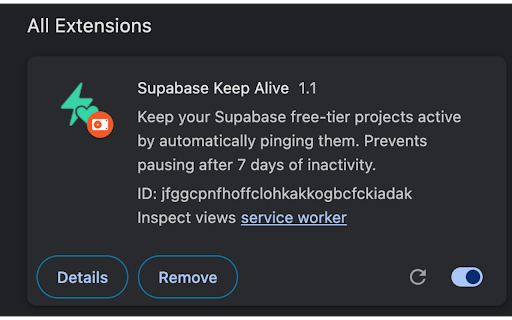 Supabase Keep Alive screenshot 1