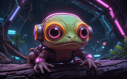 Surreal half frog wearing headphones screenshot 1