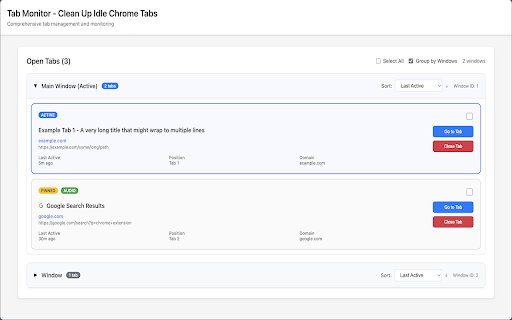 Tab Monitor - Clean Up Idle Chrome Tabs screenshot 1
