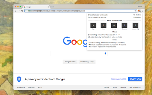 Tab Reloader (page auto refresh) screenshot 1