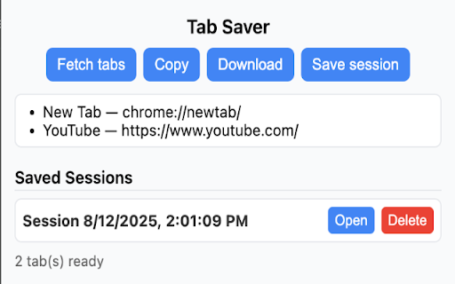 Tab Saver screenshot 1