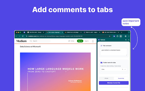 Tabbula Tab Manager - Collapse Tabs & Notes screenshot 1