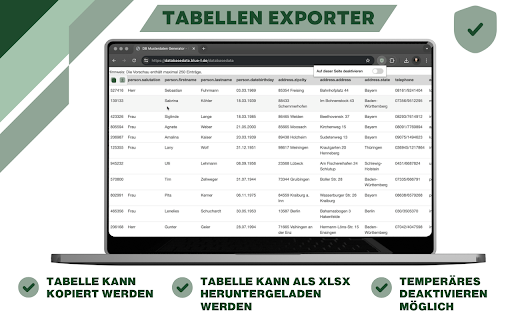 Tabellen Exporter screenshot 1