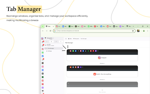 Tabs Manager | Sitespedia - Save, Organize, and Sync Your Browser Tabs screenshot 1