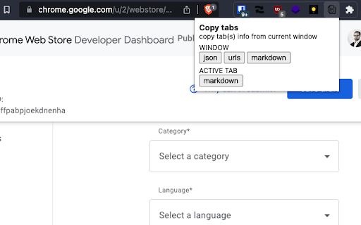 Tabs to Clipboard screenshot 1