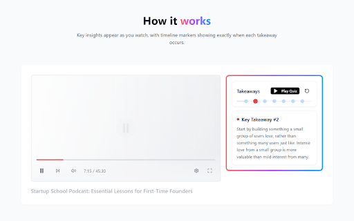 Takeaways - AI Notes & Quiz for YouTube screenshot 1