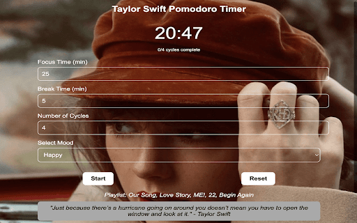 Taylor Swift Pomodoro Timer screenshot 1