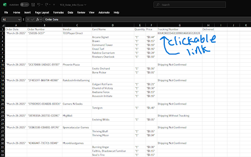 TCGPlayer Order Info screenshot 1