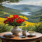 Tea table and flower wallpaper logo