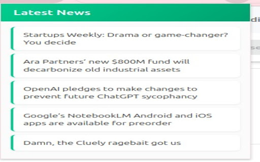 Techcrunch notifier screenshot 1