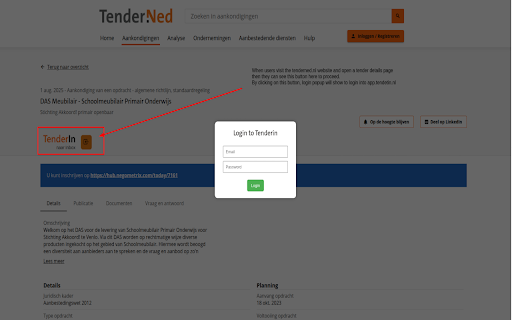 Tenderin browser extension screenshot 1