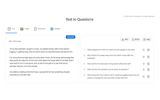 Text to Questions screenshot 1