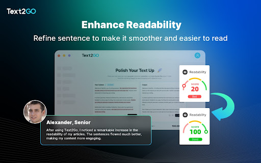 Text2Go: AI Content Rewriter & Grammar Checker Tool screenshot 1