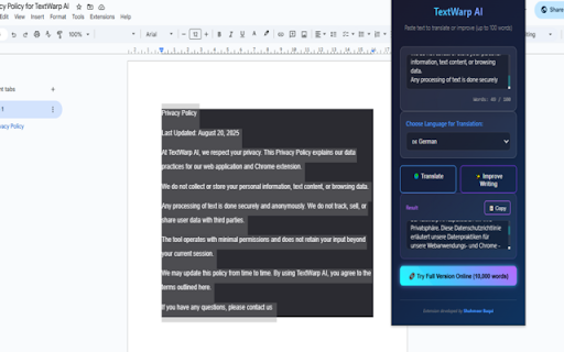 TextWarp AI - Translate & Improve Text screenshot 1