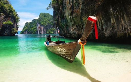 Thai Longtail Boat in Lagoon screenshot 1