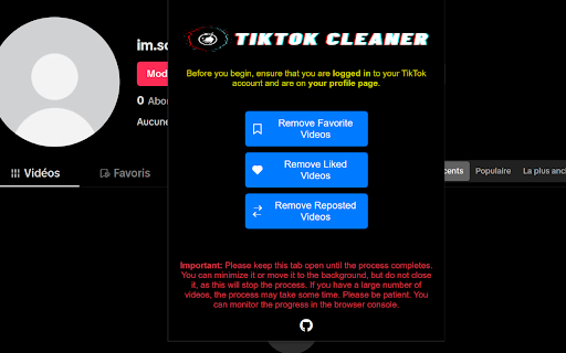 TikTok Cleaner - Remove Liked, Reposted, and Favorite Videos screenshot 1