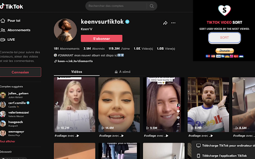 Tiktok user videos sort screenshot 1