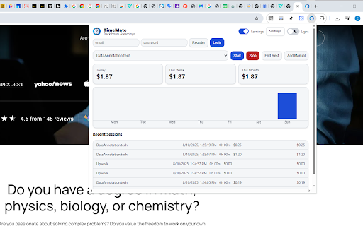 Time Mate: Track Hours You’ve Worked Online screenshot 1