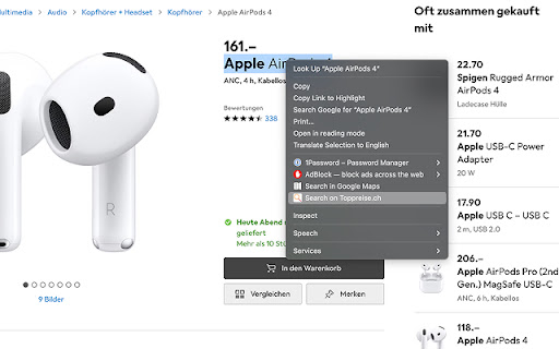 Toppreise.ch Search screenshot 1
