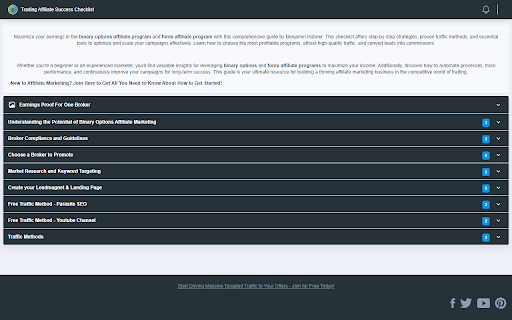 Trading Affiliate Success Checklist screenshot 1