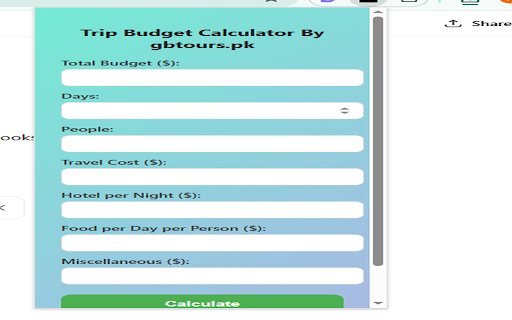 Trip Budget Calculator screenshot 1