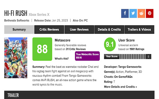 True Metacritic Score screenshot 1