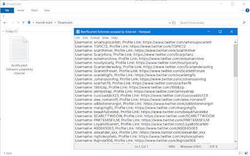Twitter Follower Scraper (by v-User) screenshot 1