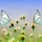 Two Green Butterflies on Flower Branch Theme logo