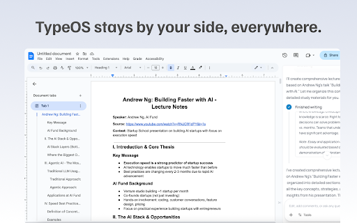 TypeOS: AI in Google Docs, Youtube, and the web screenshot 1