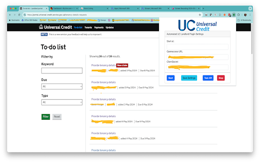 Universal Credit Landlord Portal Automation screenshot 1