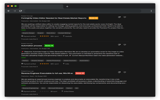 Upwork Client Scoring screenshot 1