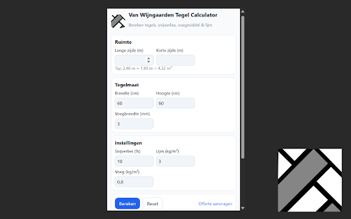 Van Wijngaarden Tegelzetters - Tegel Calculator screenshot 1