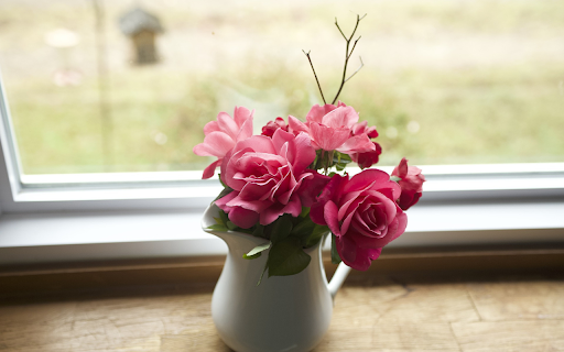 Vase of garden roses screenshot 1