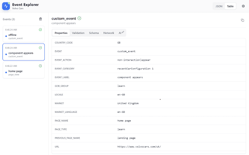 VCC Tracking Event Explorer screenshot 1