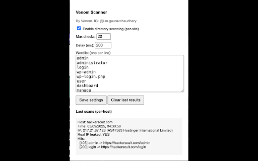 Venom Real-IP & Dir-Scanner screenshot 1