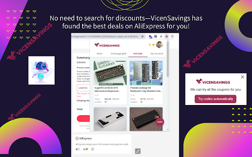 Vicensavings: Automatic Apply Codes & Get Gifts screenshot 1