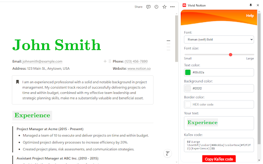 Vivid Notion - Use custom colors for text in Notion screenshot 1