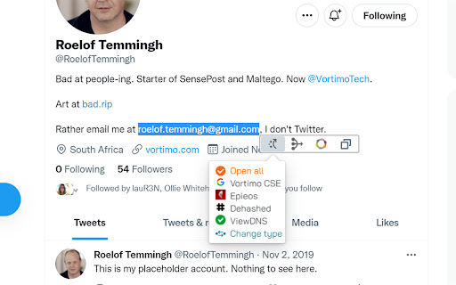 Vortimo OSINT-tool screenshot 1