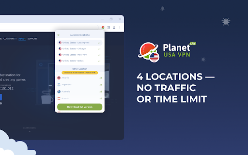 VPN USA - Planet VPN lite Proxy screenshot 1