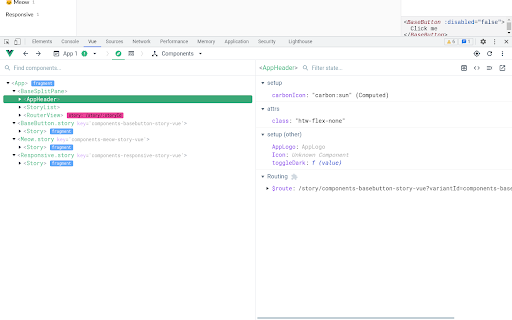 Vue.js devtools screenshot 1