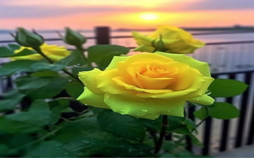 Wallpaper of yellow roses in full bloom screenshot 1