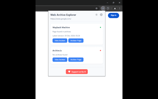 Web Archive Explorer screenshot 1